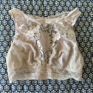VS Lace High Neck Bralette Light Pink
